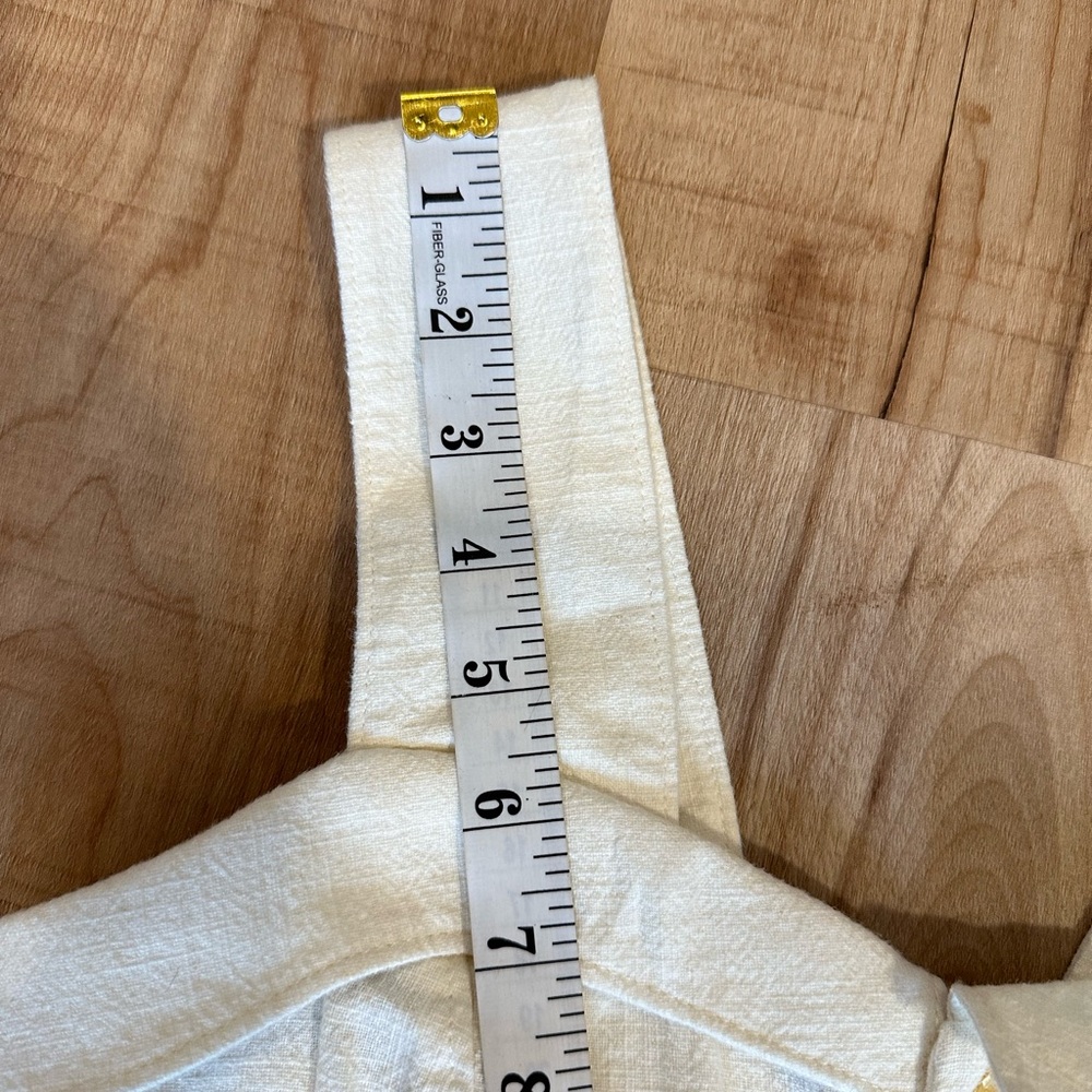 Anthropologie Button Front Belted Wide Leg Crop Jumpsuit Cream Size 00 Linen - Picture 10 of 16